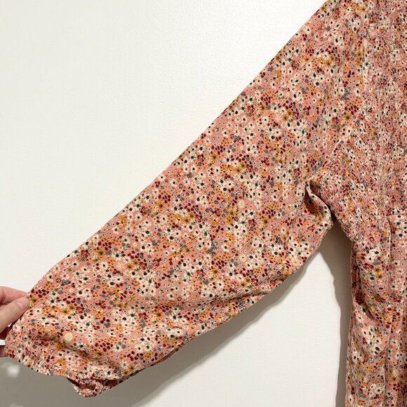 Sonoma Womens Smocked Peasant Top 3X Floral Stretch Long Sleeve Bohemian Cottage - Picture 4 of 7